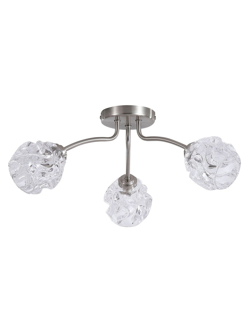 Searchlight satin nickel textured glass flush ceiling light 50cm - British product