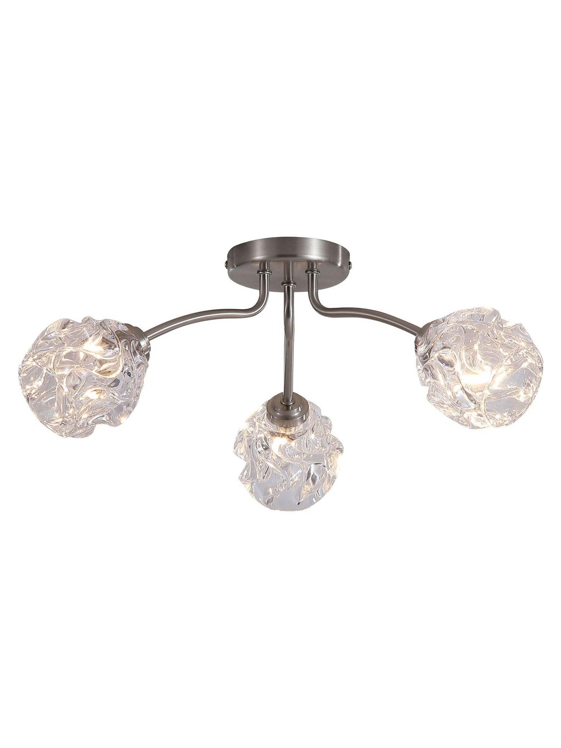 Searchlight satin nickel textured glass flush ceiling light 50cm - British product