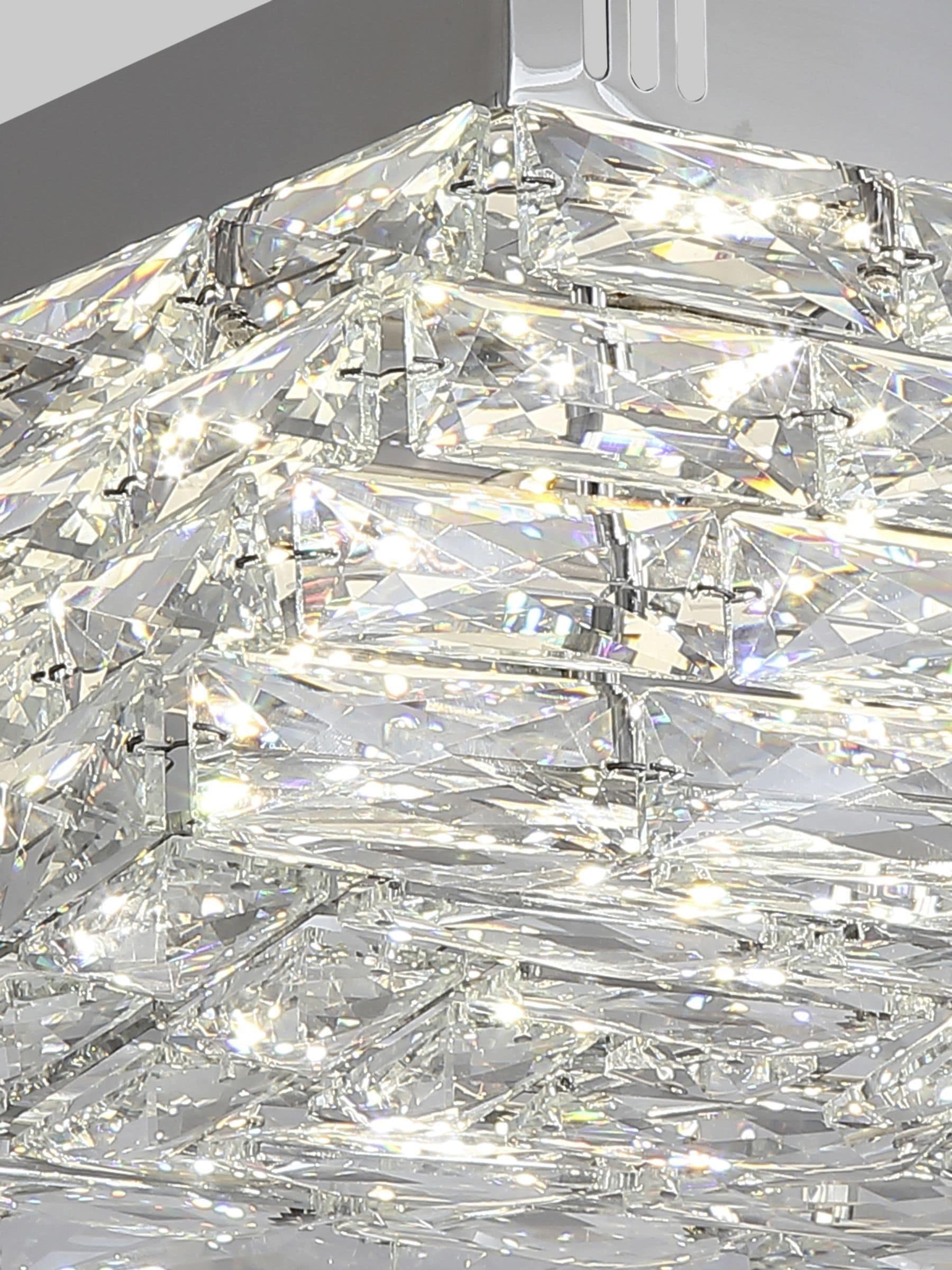 Searchlight chrome and clear crystal flush ceiling light - British product