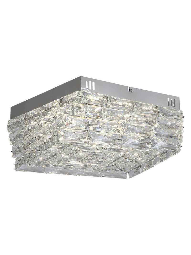 Searchlight chrome and clear crystal flush ceiling light - British product