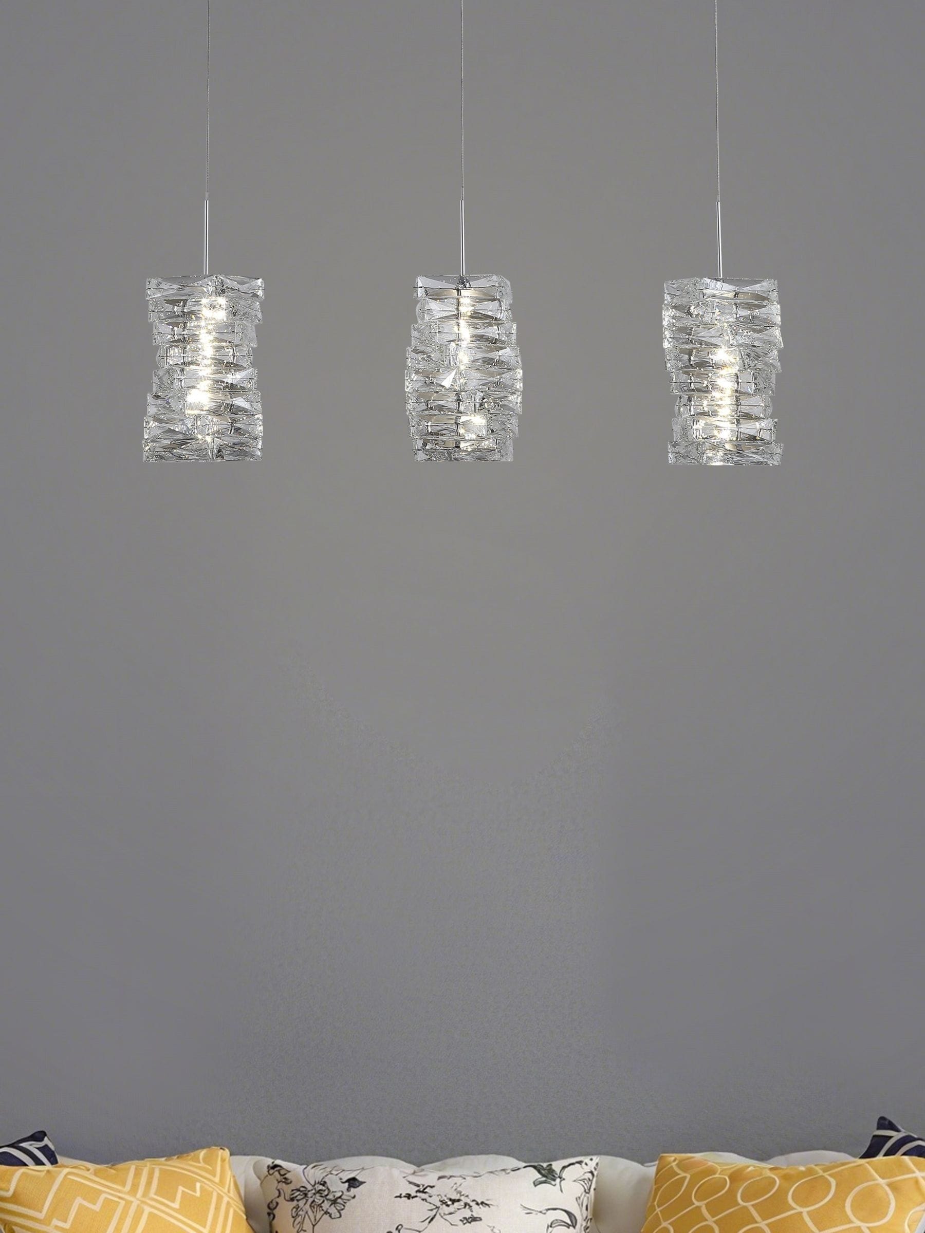 Searchlight chrome crystal 3-light bar pendant ceiling light (British brand)