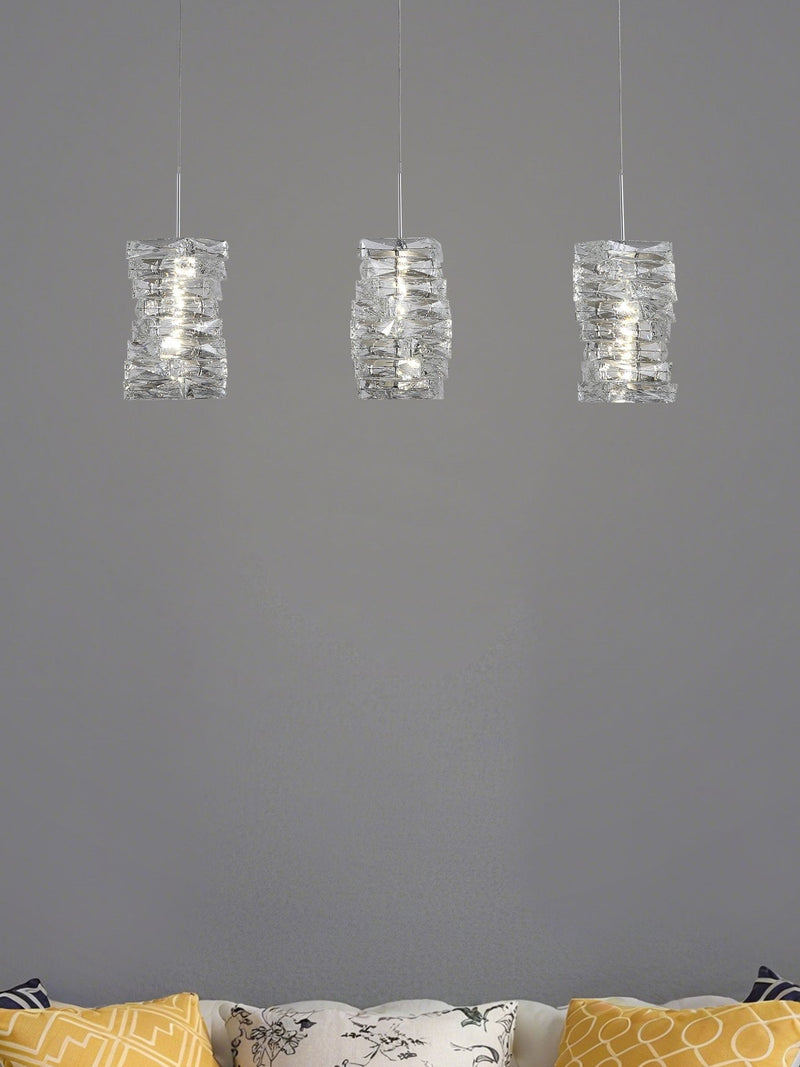 Searchlight chrome crystal 3-light bar pendant ceiling light (British brand)