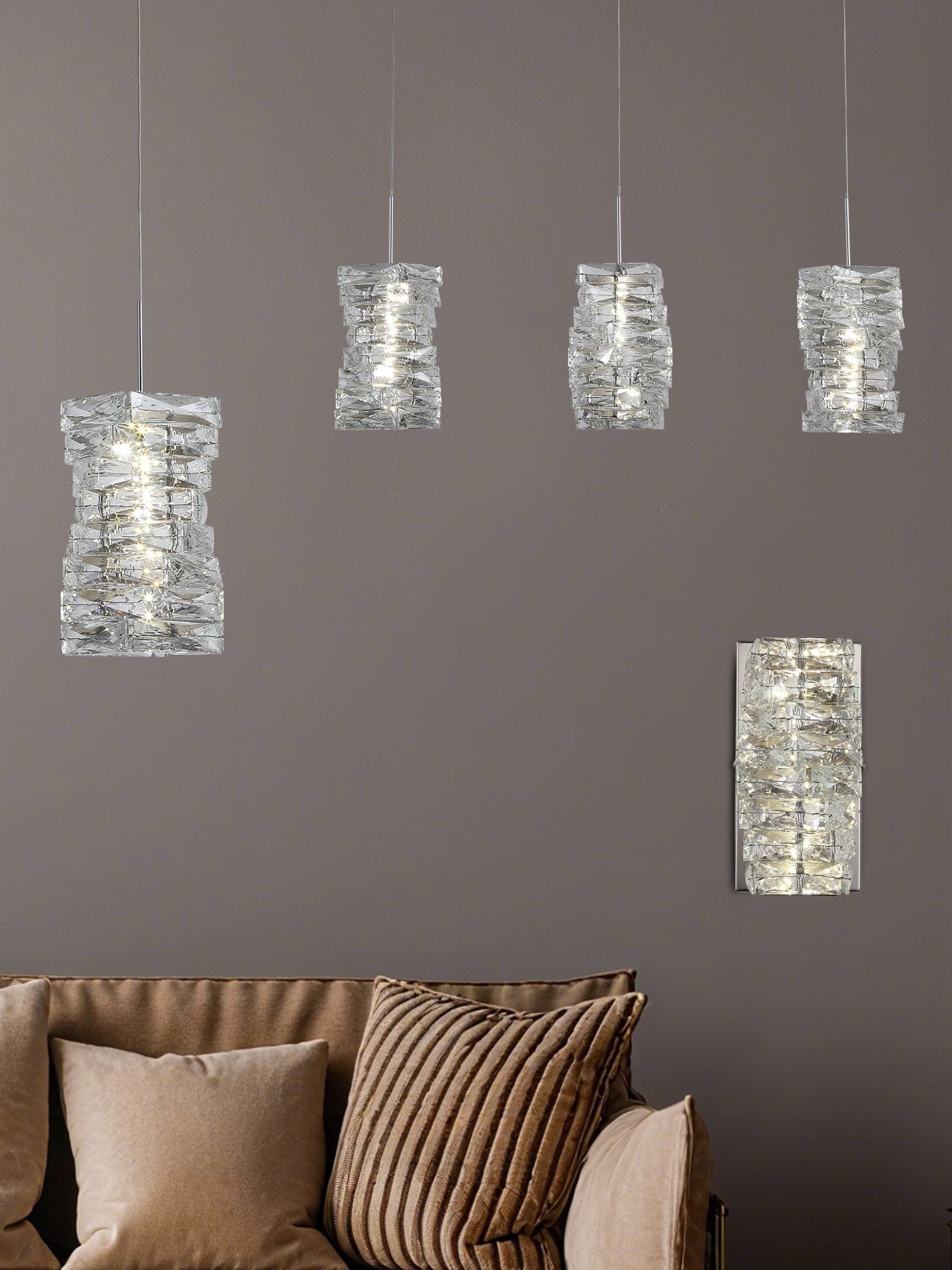 Searchlight chrome crystal 3-light bar pendant ceiling light (British brand)