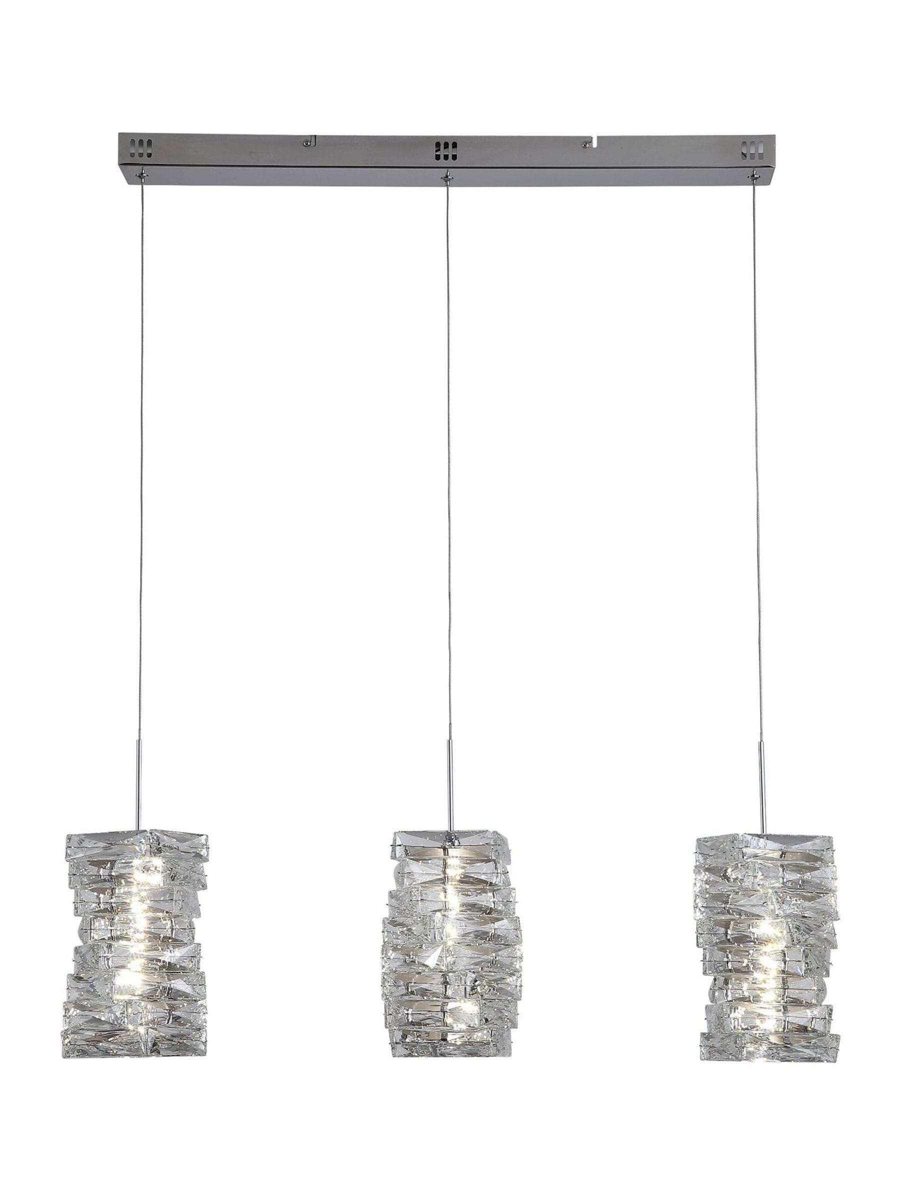 Searchlight chrome crystal 3-light bar pendant ceiling light (British brand)