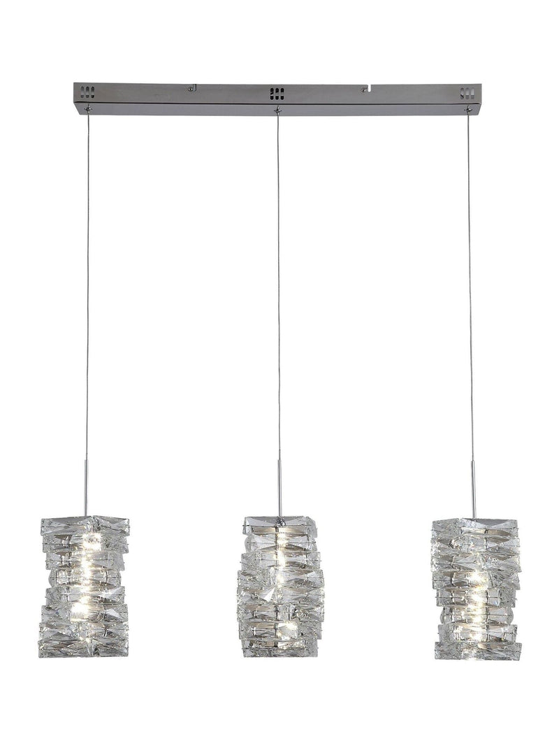 Searchlight chrome crystal 3-light bar pendant ceiling light (British brand)