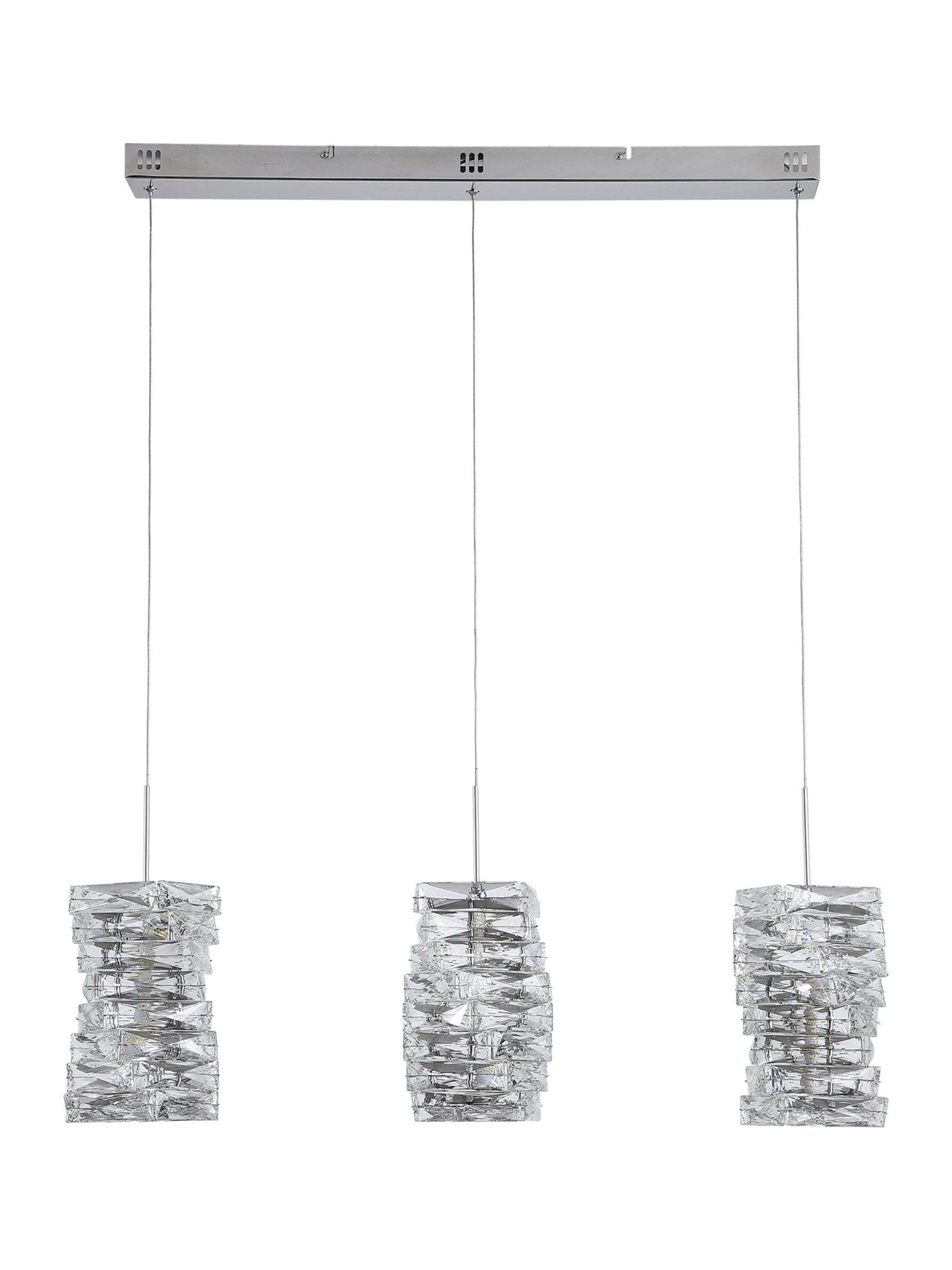 Searchlight chrome crystal 3-light bar pendant ceiling light (British brand)