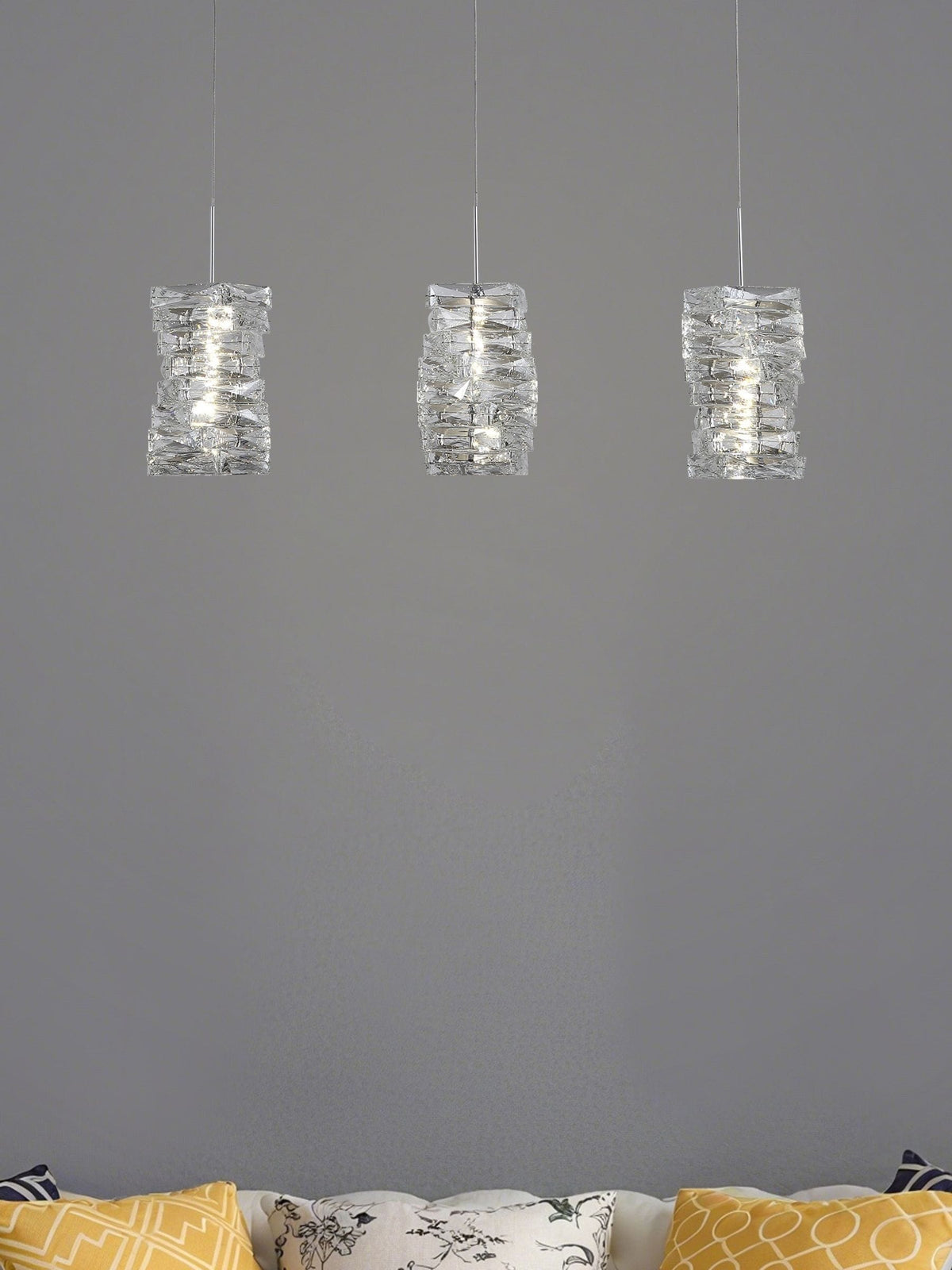 Searchlight chrome crystal 3-light bar pendant ceiling light (British brand)