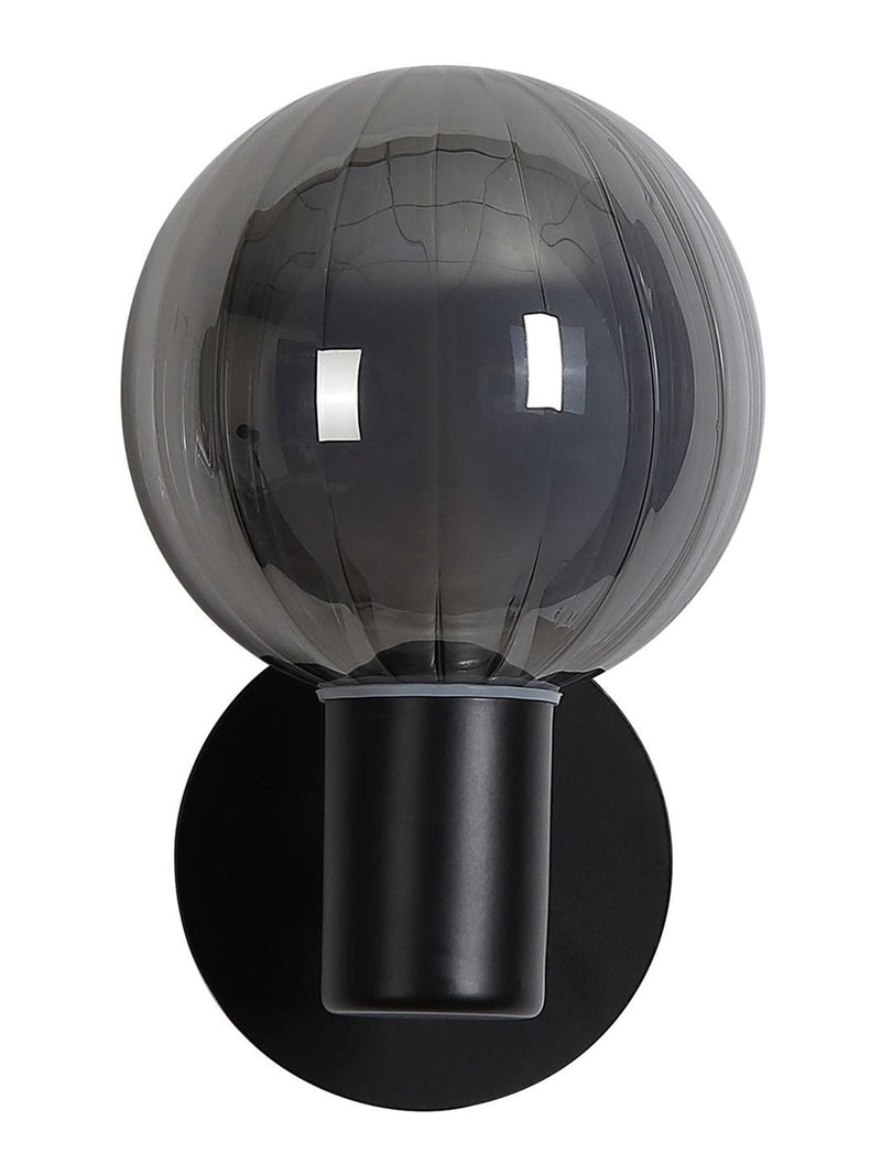 Searchlight black glass ball wall light - British product