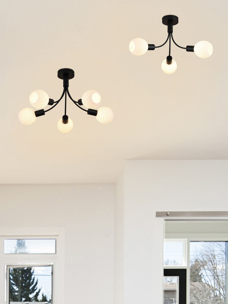 Searchlight 3 light ceiling lamp with opal glass shades - British product