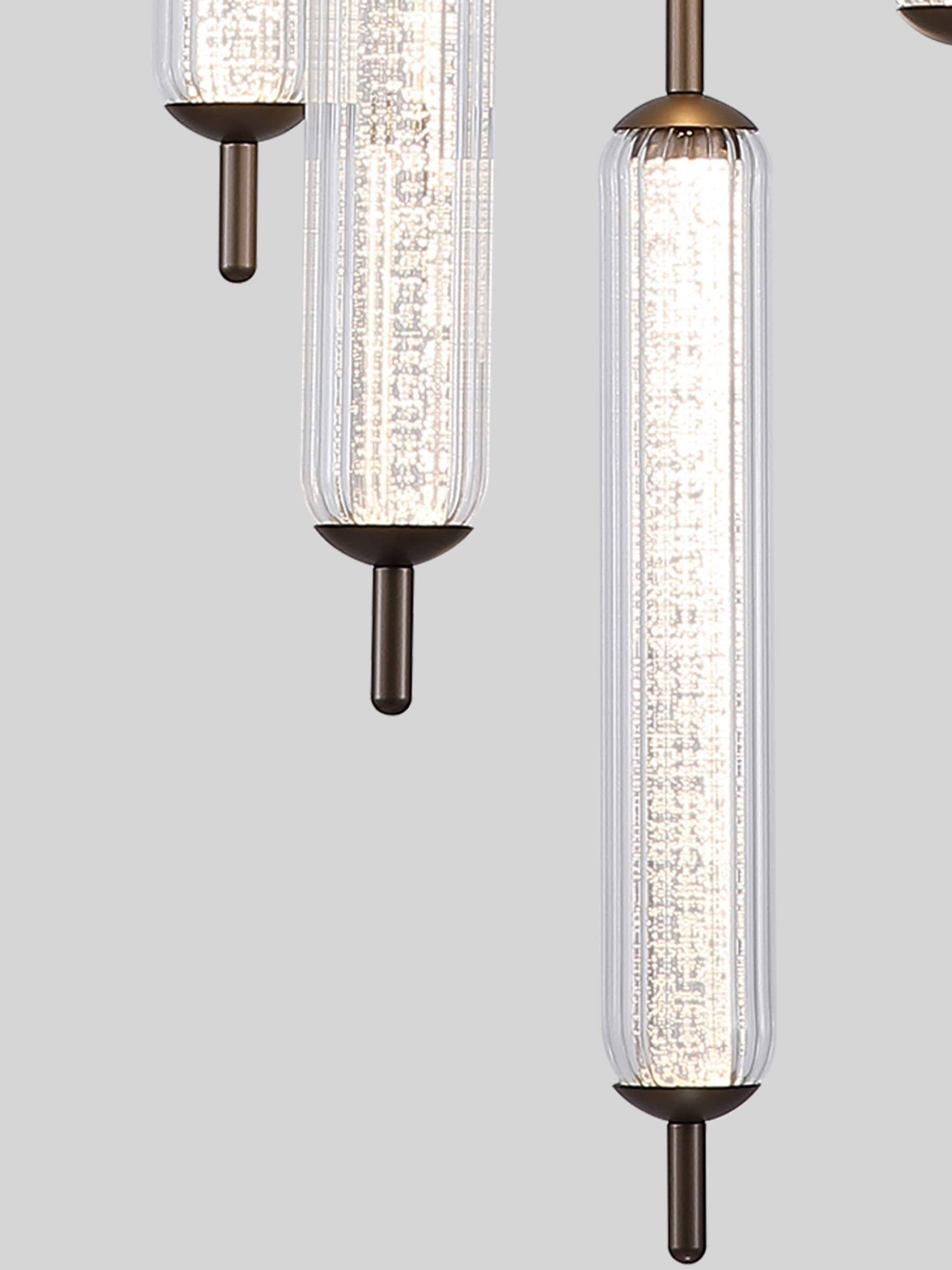Searchlight 5-light multi drop glass pendant light, UK version