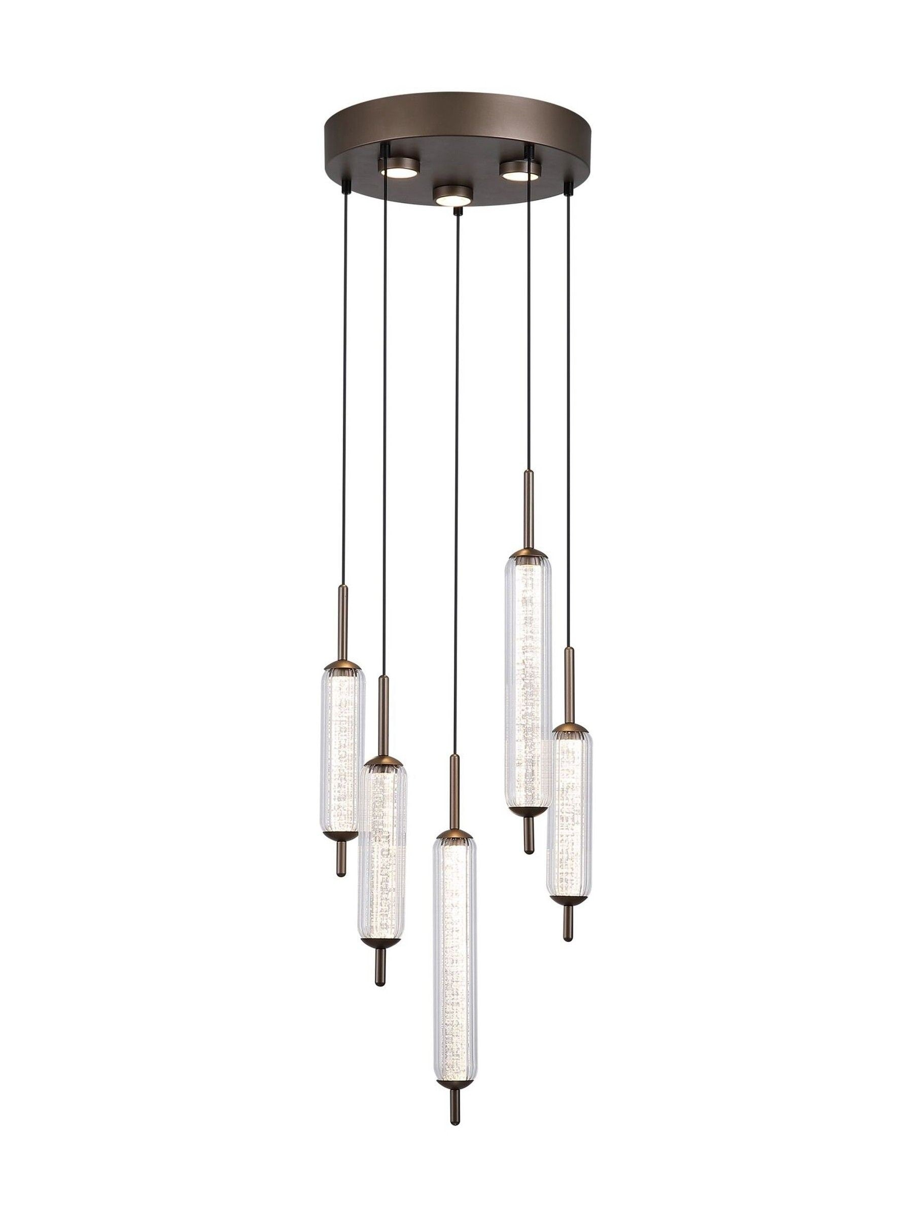 Searchlight 5-light multi drop glass pendant light, UK version
