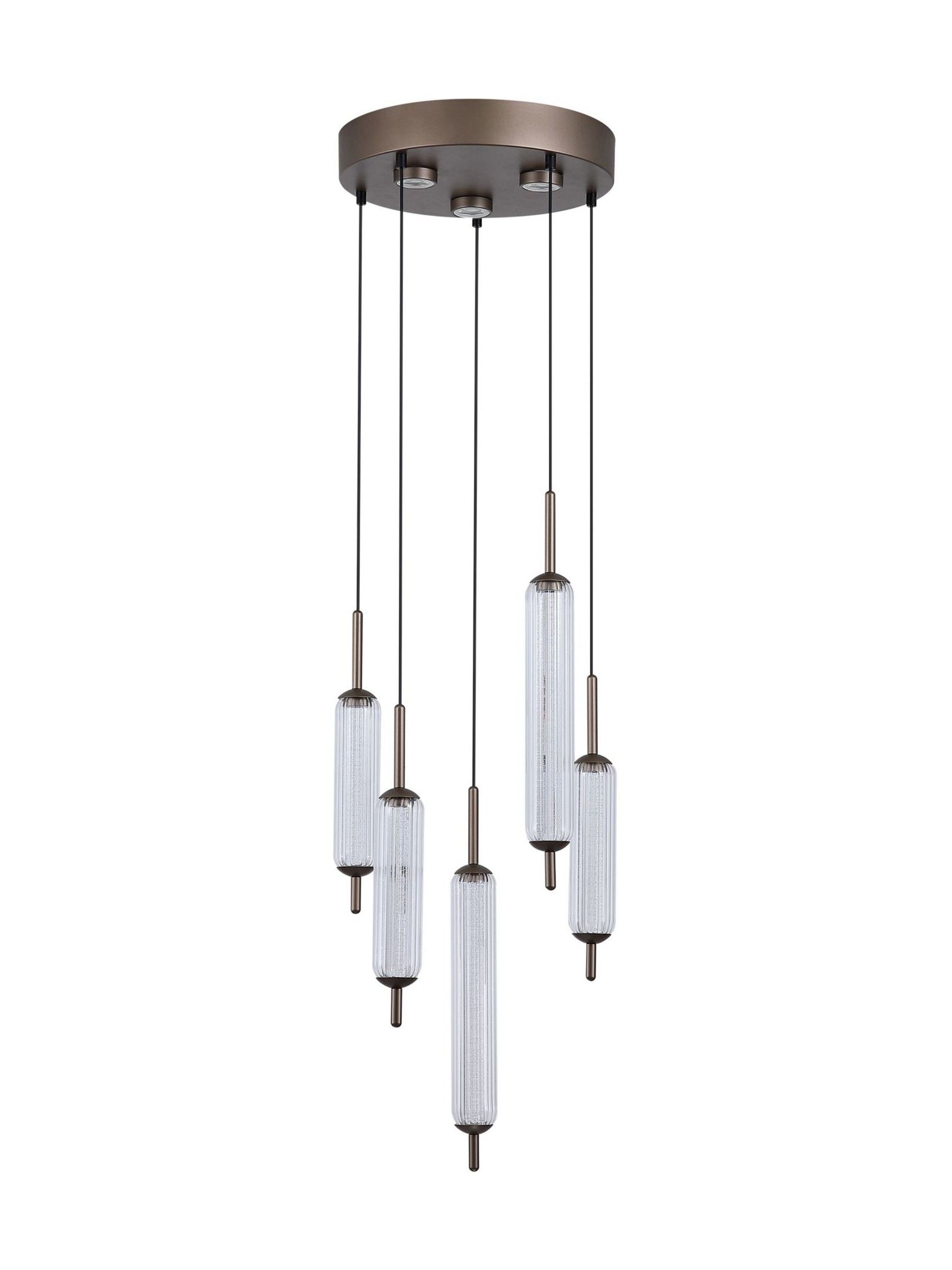 Searchlight 5-light multi drop glass pendant light, UK version