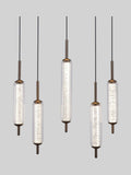 Searchlight latte and clear glass bar pendant 85cm - British product