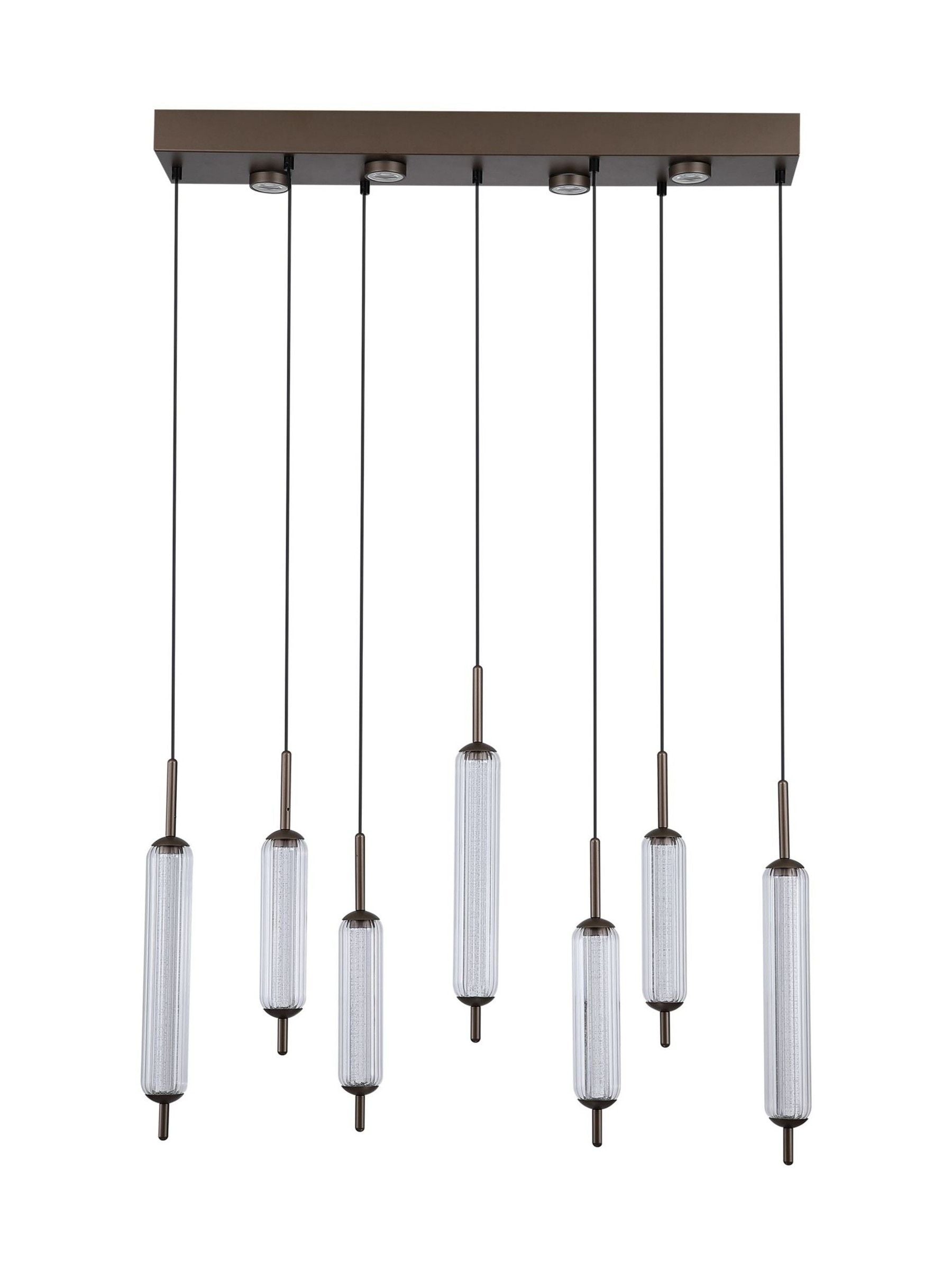 Searchlight latte and clear glass bar pendant 85cm - British product