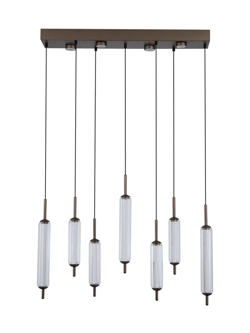 Searchlight latte and clear glass bar pendant 85cm - British product