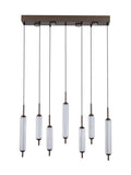 Searchlight latte and clear glass bar pendant 85cm - British product