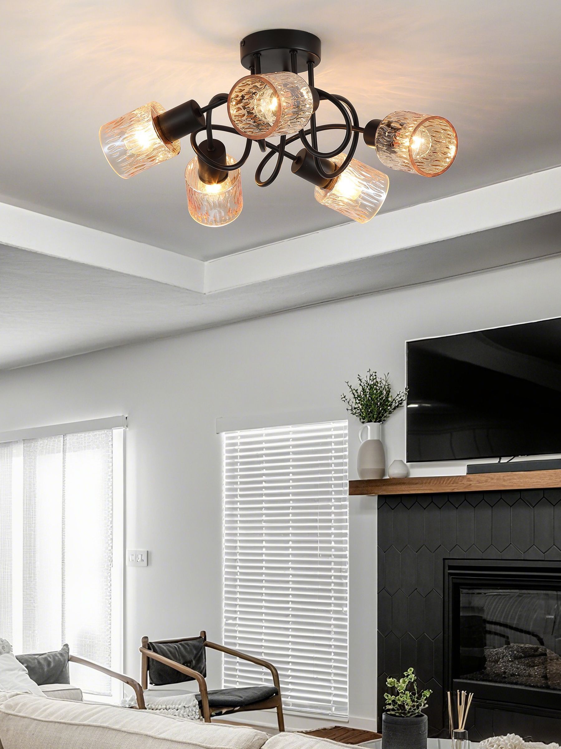 Searchlight amber and black 5-light ceiling lamp, imported from the UK