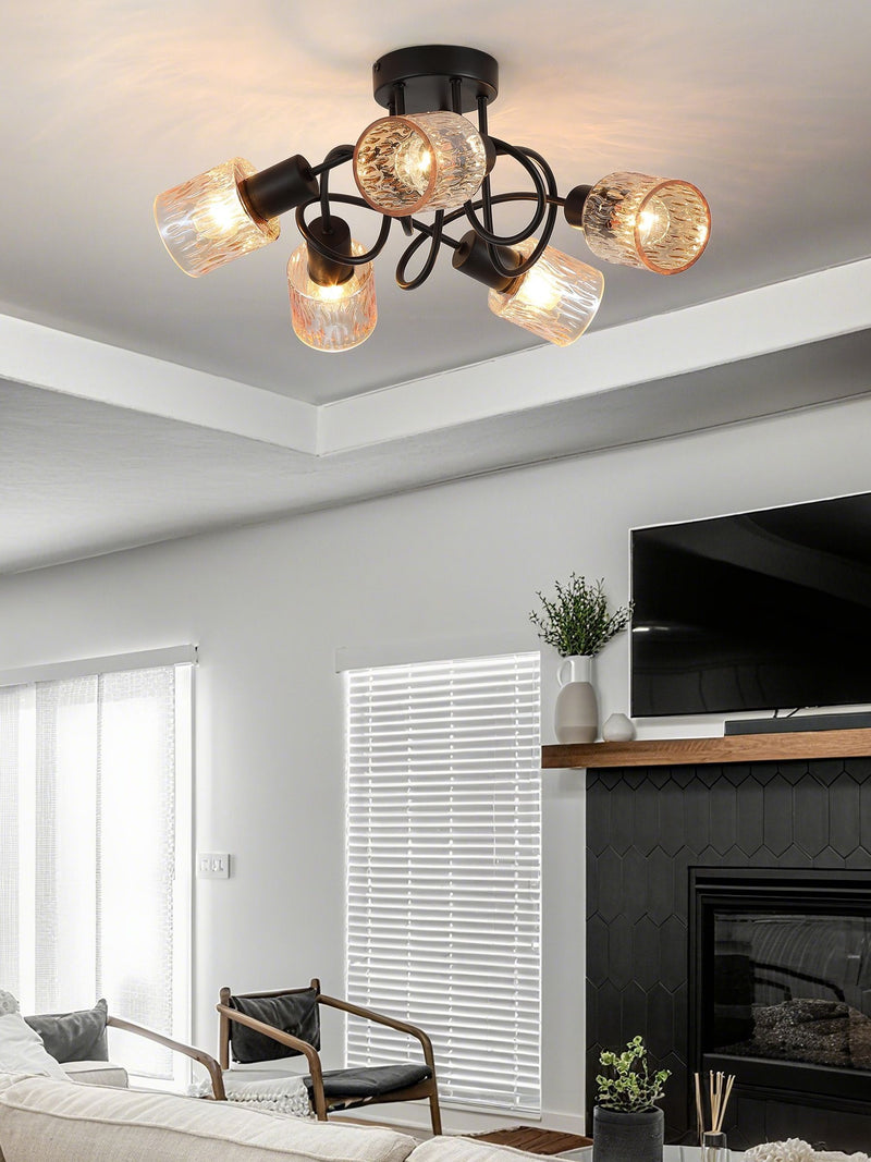 Searchlight amber and black 5-light ceiling lamp, imported from the UK