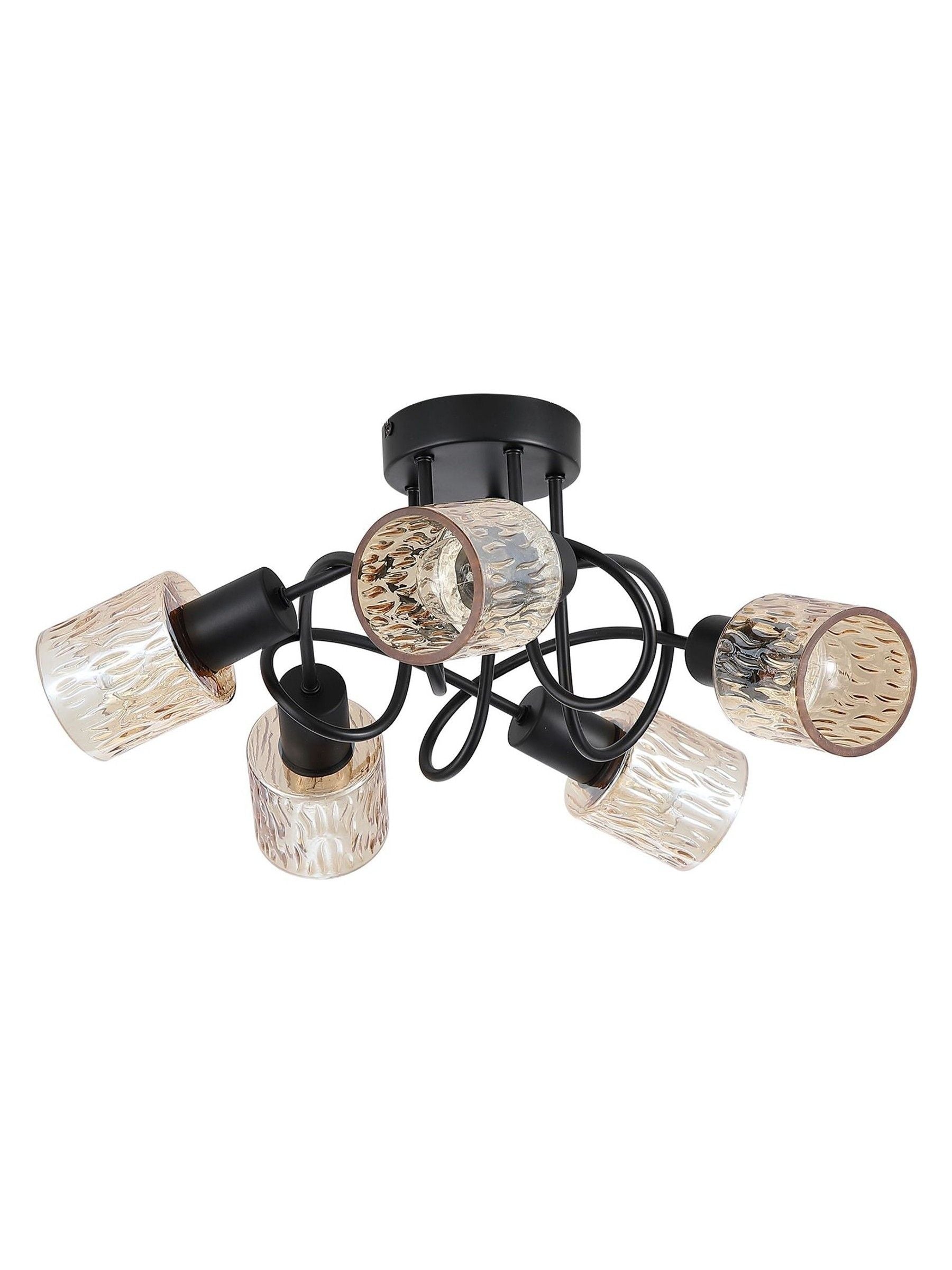 Searchlight amber and black 5-light ceiling lamp, imported from the UK