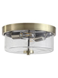 Searchlight antique brass seeded glass flush ceiling light, UK version
