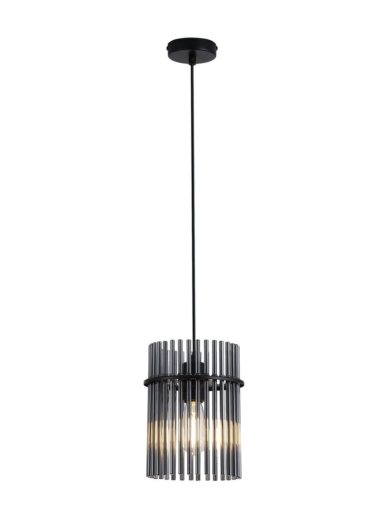 Searchlight Black Smoke glass rod pendant ceiling light, UK version