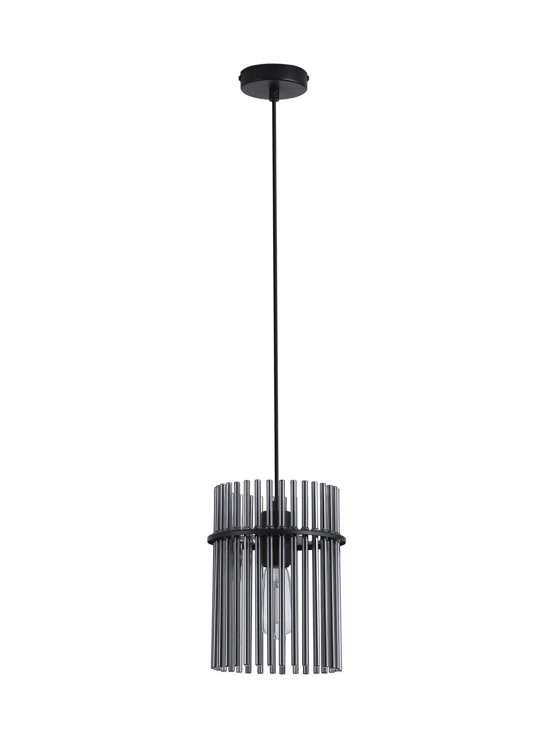 Searchlight Black Smoke glass rod pendant ceiling light, UK version