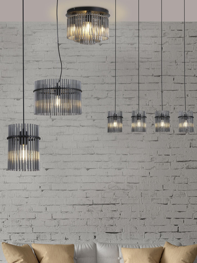 Searchlight black smoked glass bar pendant ceiling light, imported from the UK