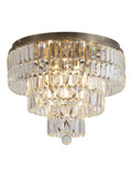 Searchlight antique brass crystal flush ceiling light (British brand)