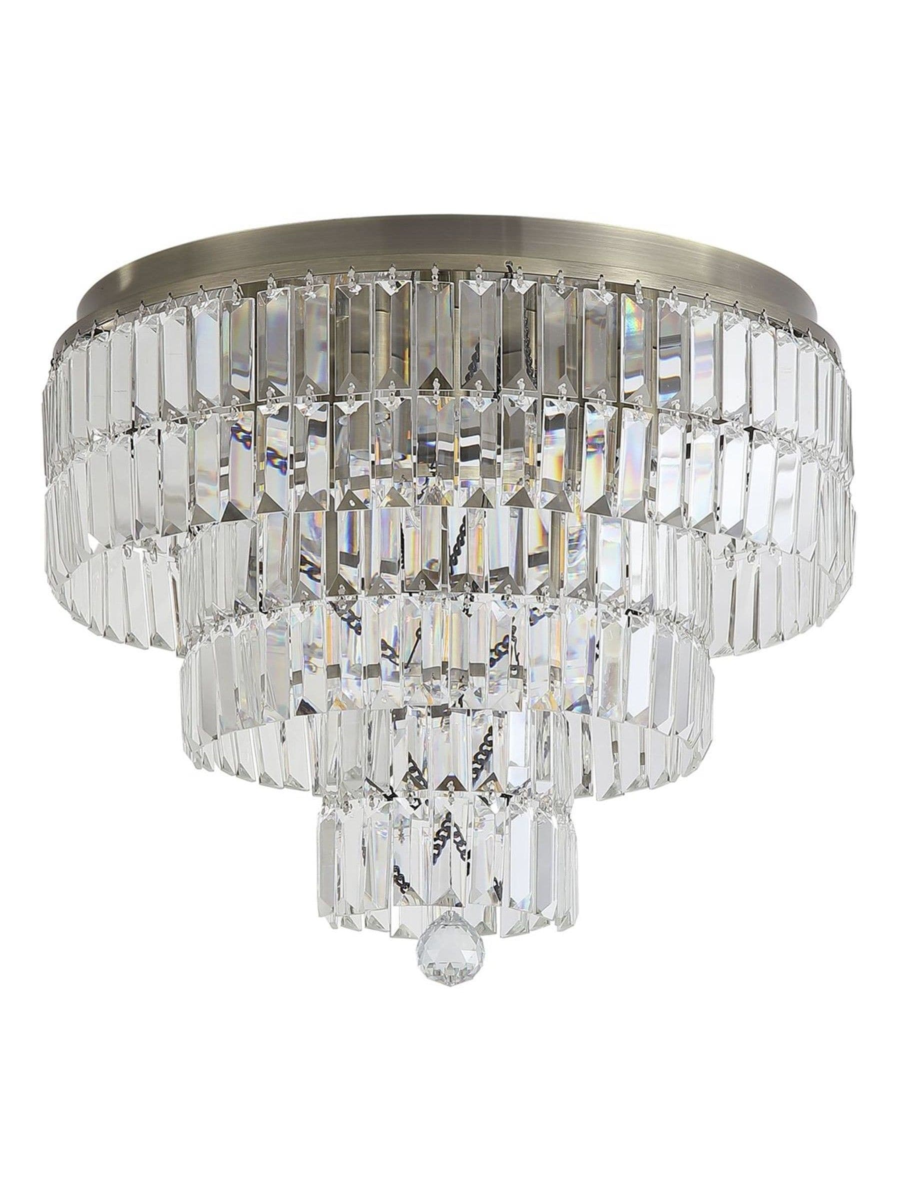 Searchlight antique brass crystal flush ceiling light (British brand)
