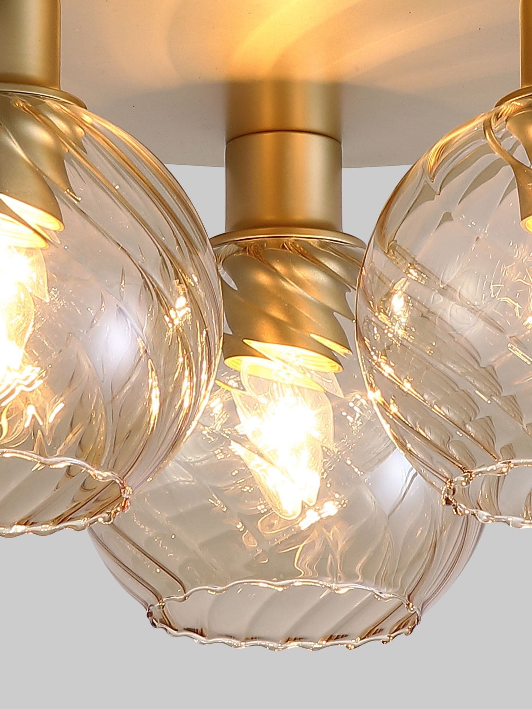 Searchlight champagne and gold flush ceiling light, imported from the UK