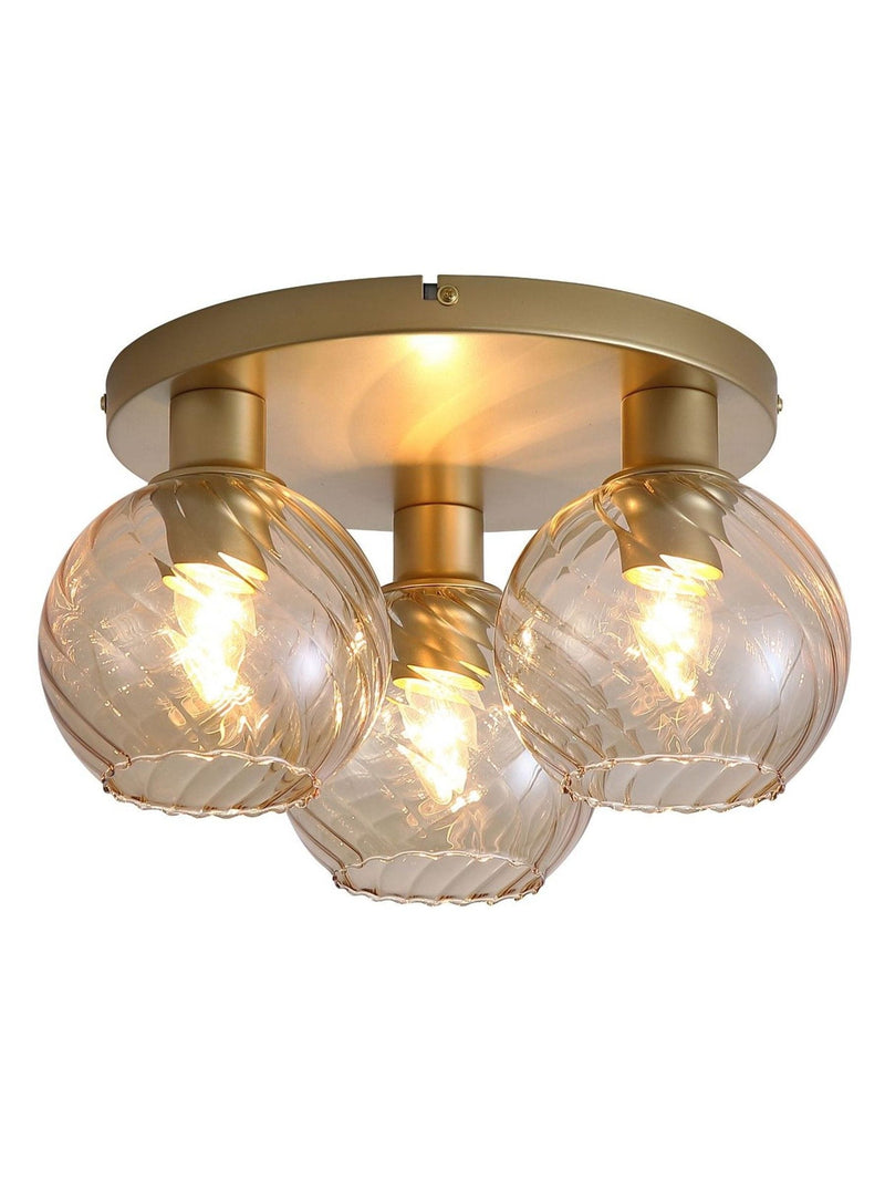 Searchlight champagne and gold flush ceiling light, imported from the UK