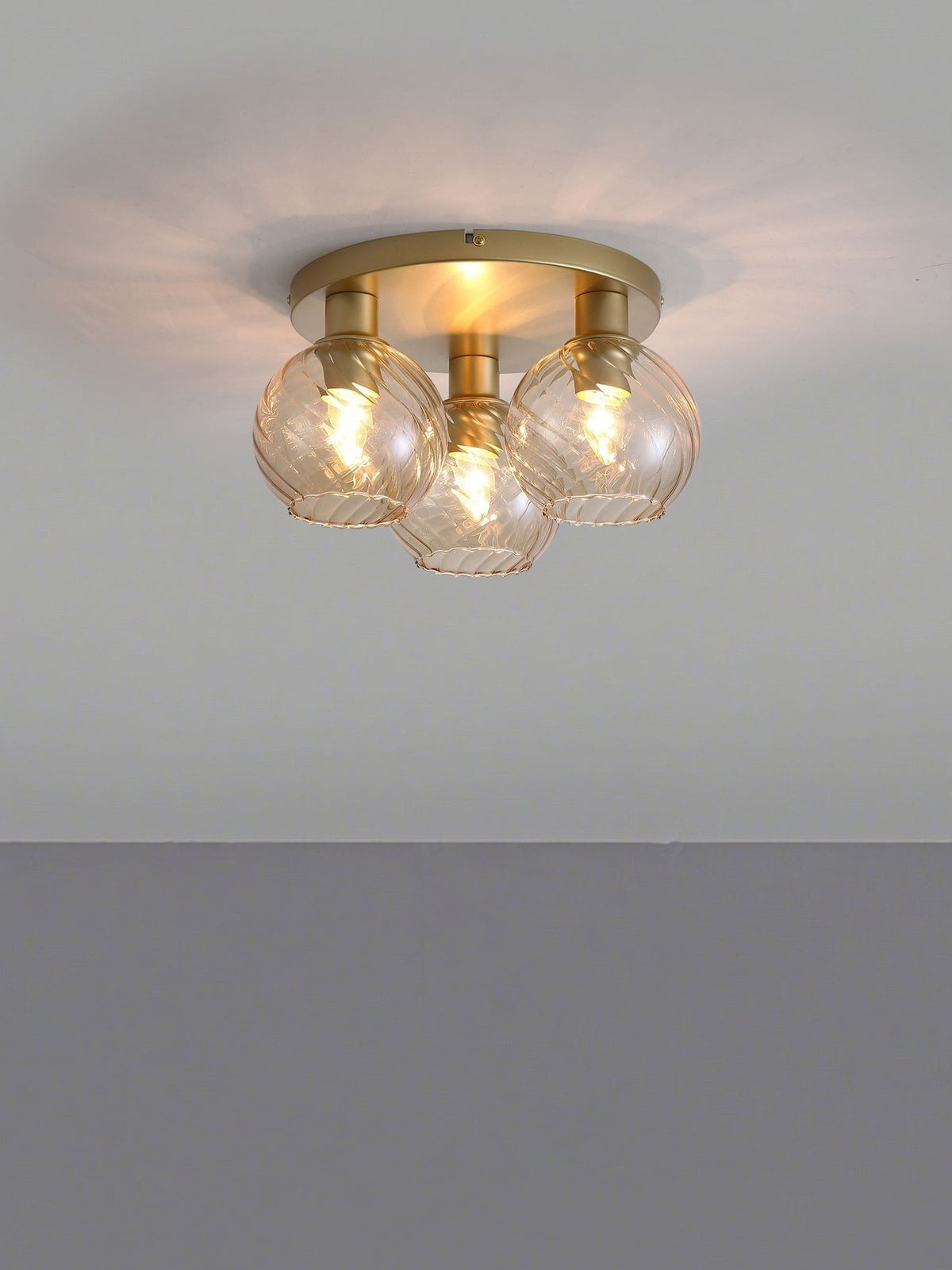 Searchlight champagne and gold flush ceiling light, imported from the UK