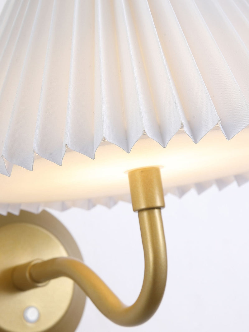 Searchlight Gold White Pleated Shade wall light, UK version
