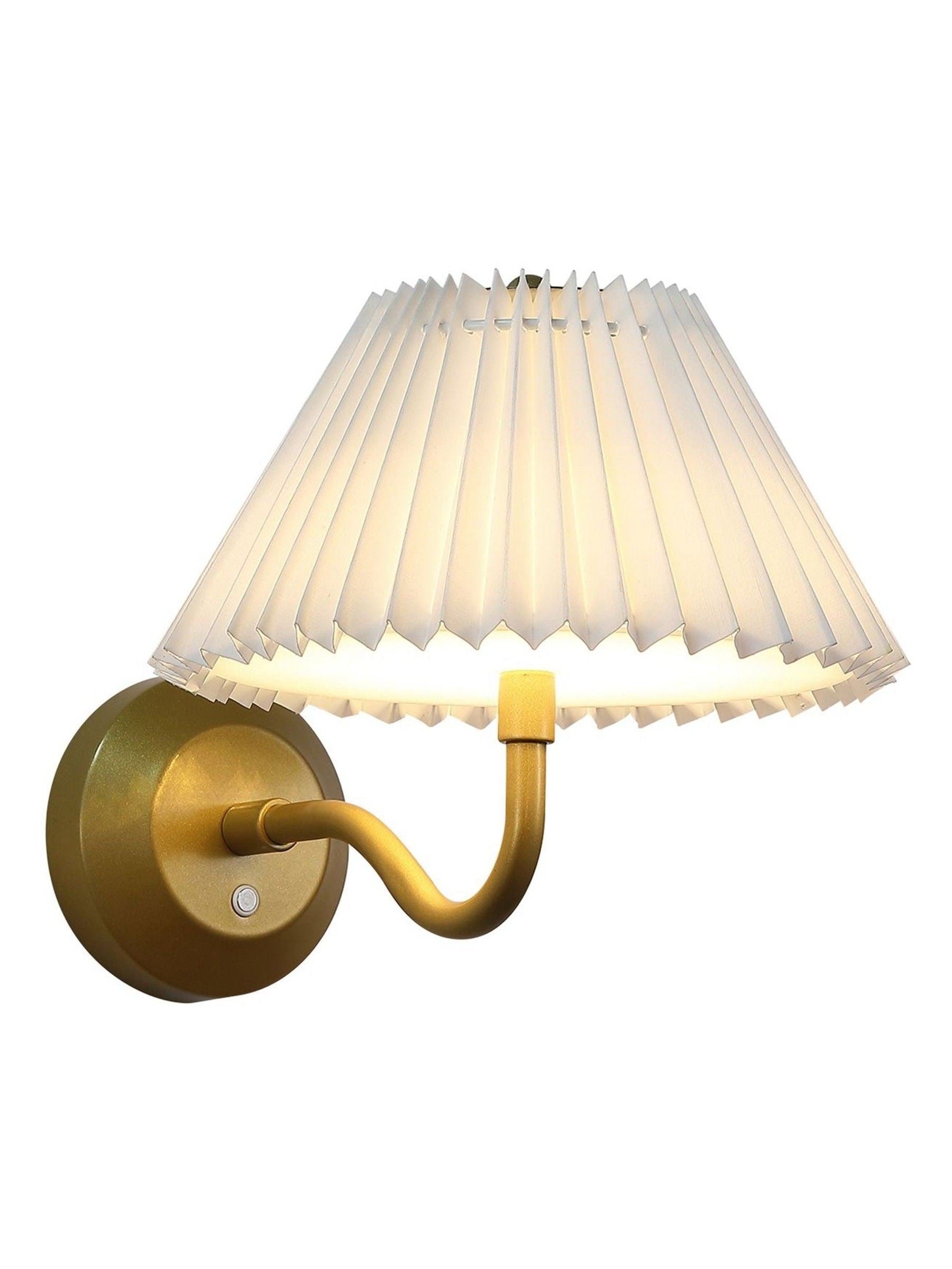 Searchlight Gold White Pleated Shade wall light, UK version