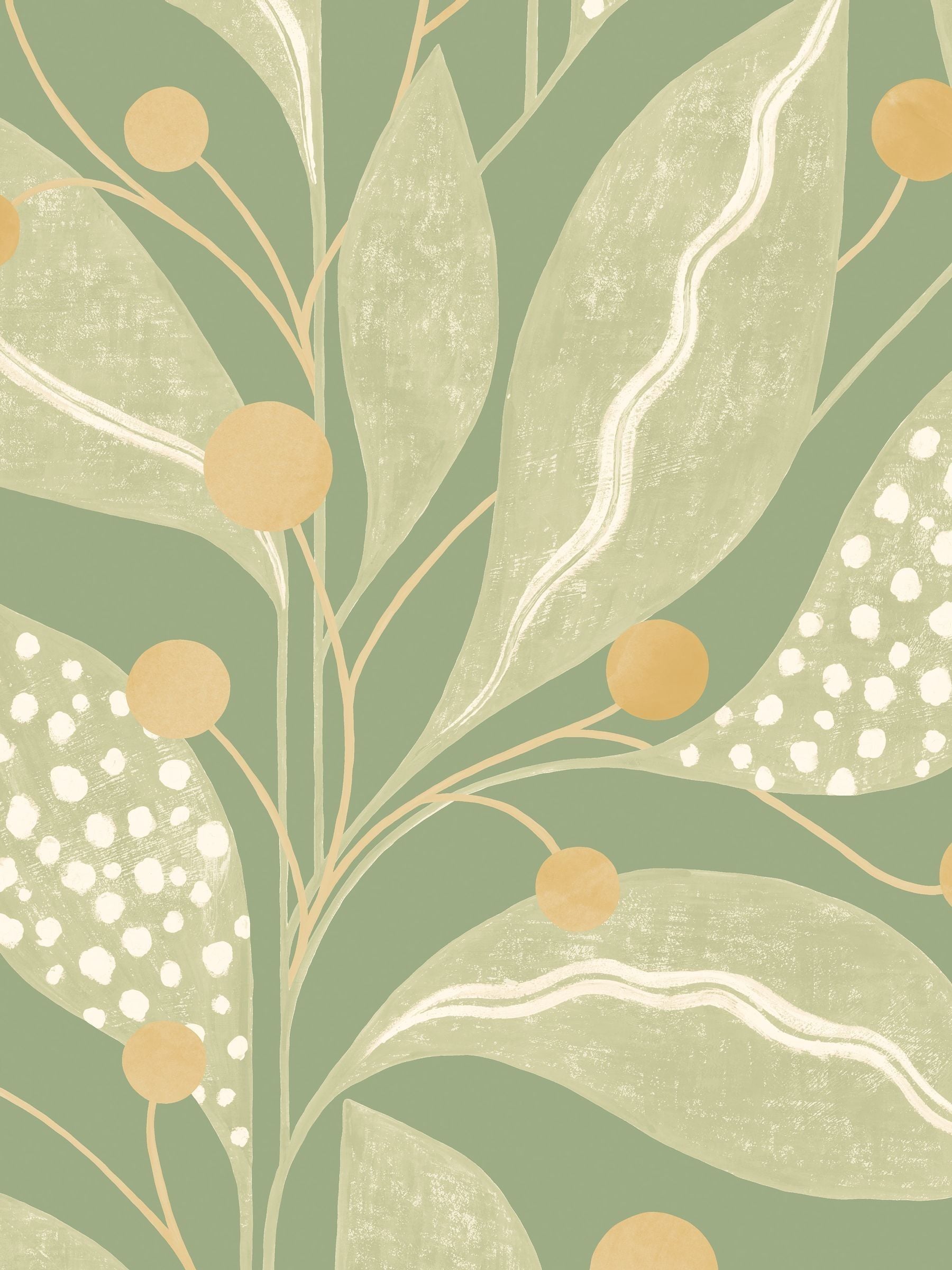 Ohpopsi Russet Berry Dot Soft Sage Wallpaper Sample A4
