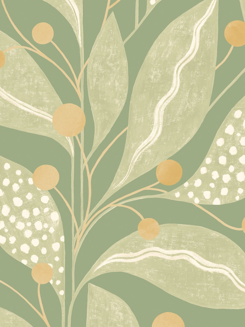 Ohpopsi Russet Berry Dot Soft Sage Wallpaper Sample A4