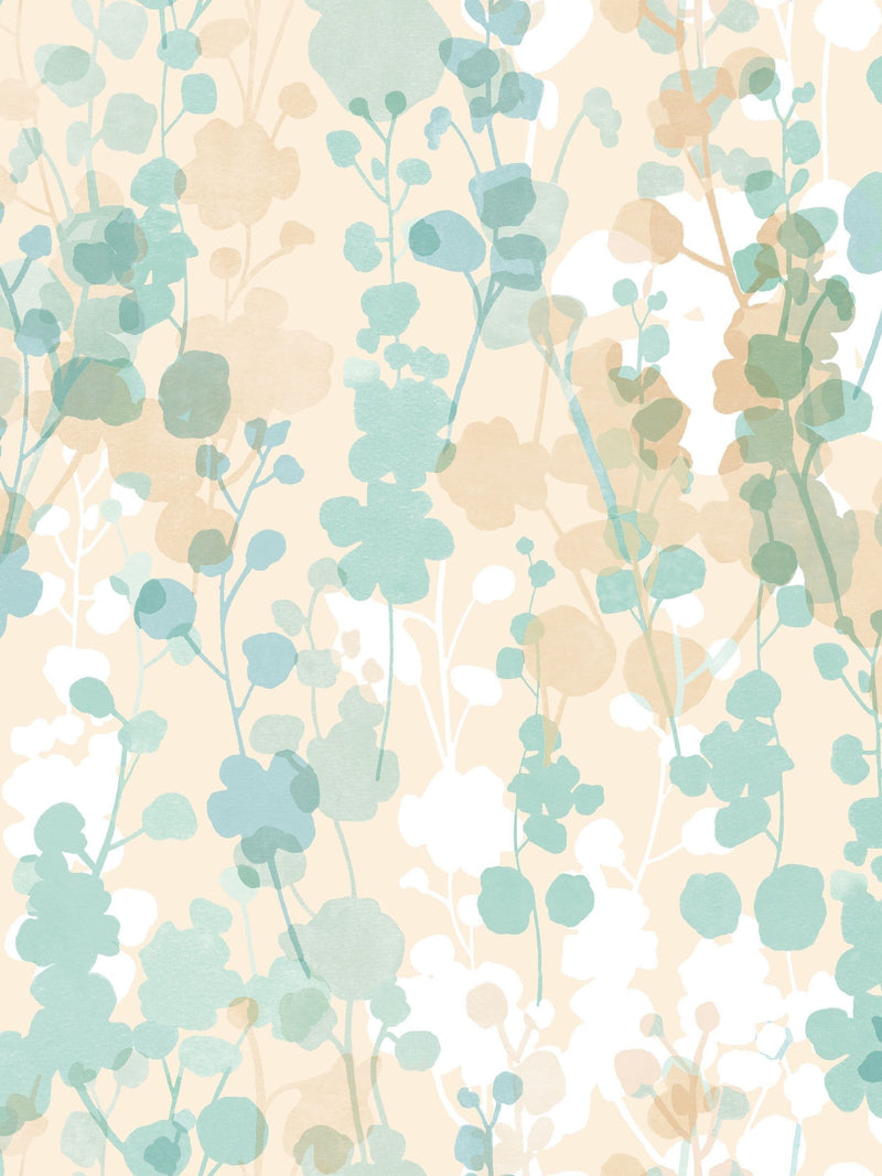 Ohpopsi Pale Teal Blossom Wallpaper Sample A4