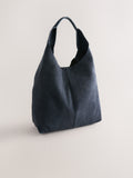 Chocolate Brown Suede Leather Slouchy Shoulder Bag