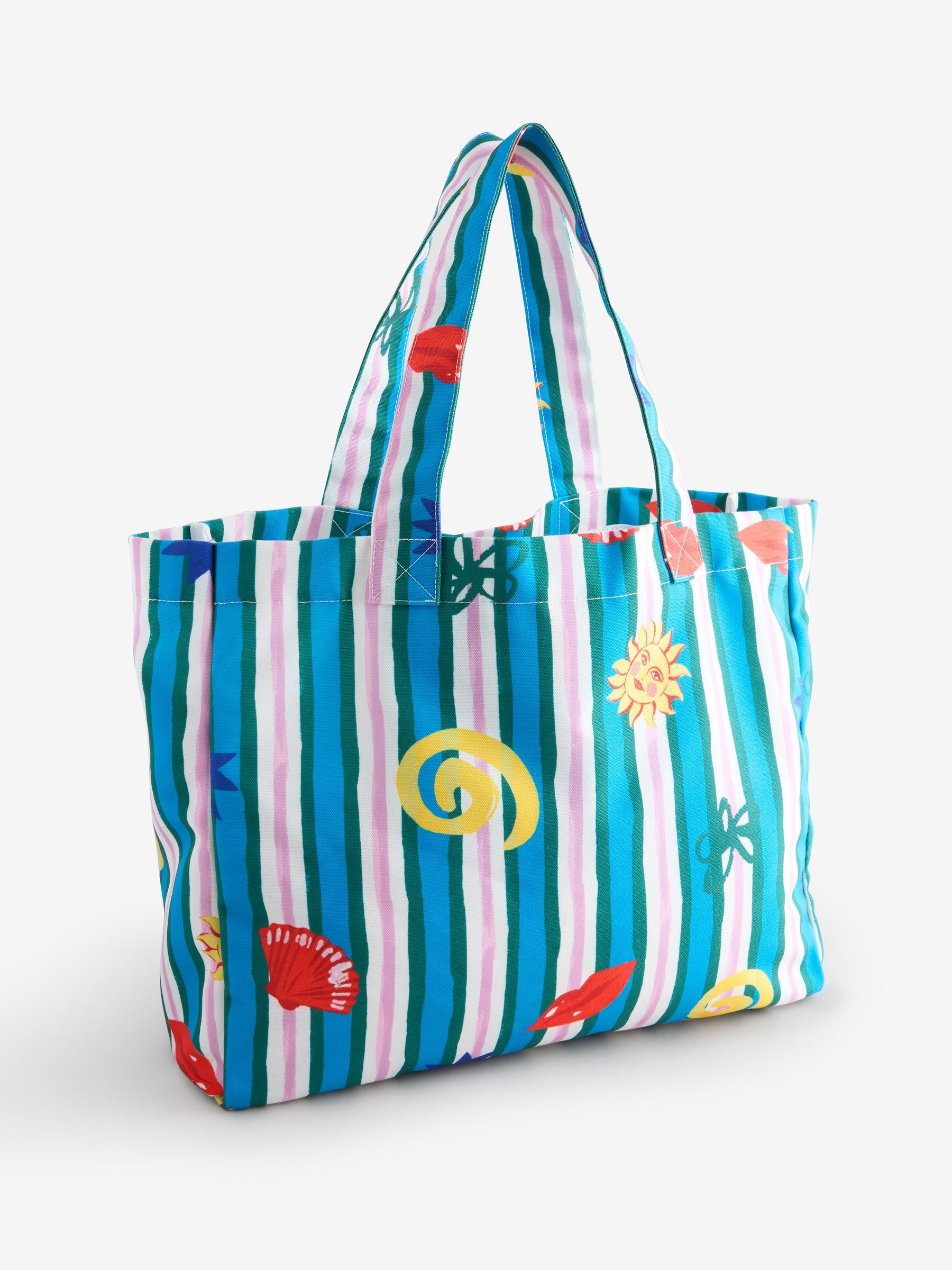 Eleanor Bowmer blue green stripe tote bag 100% recycled polyester, imported from the UK