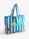 Eleanor Bowmer blue green stripe tote bag 100% recycled polyester, imported from the UK