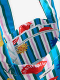 Eleanor Bowmer blue green stripe tote bag 100% recycled polyester, imported from the UK