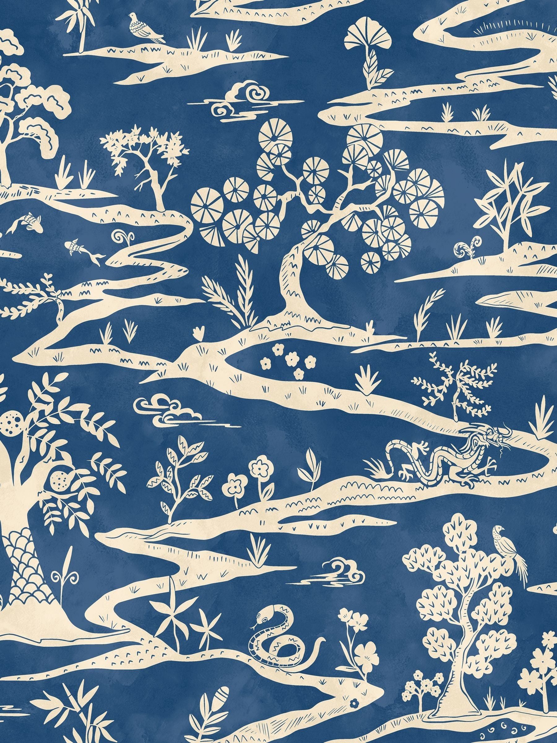 Ohpopsi wallpaper sample Cobalt Kaiwa A4 (British brand)