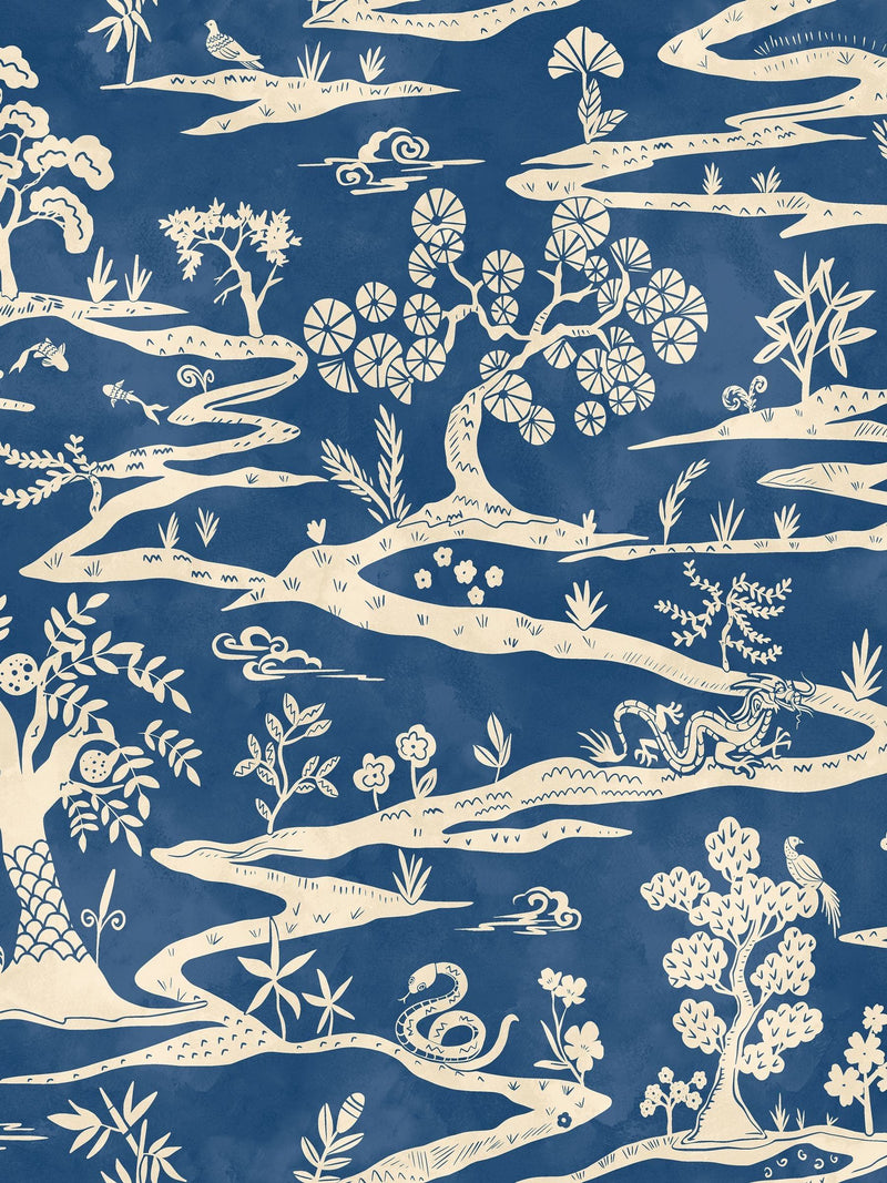 Ohpopsi wallpaper sample Cobalt Kaiwa A4 (British brand)