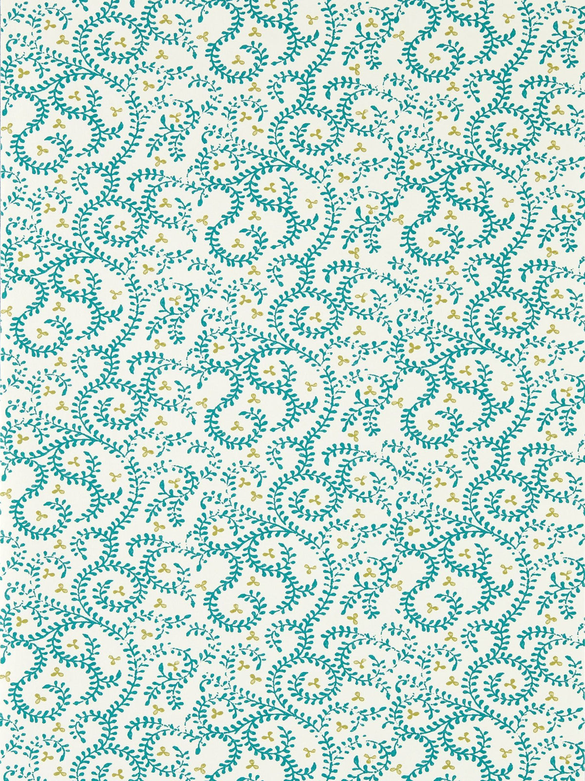 Clarke and Clarke teal Buta wallpaper sample A4 (British brand)