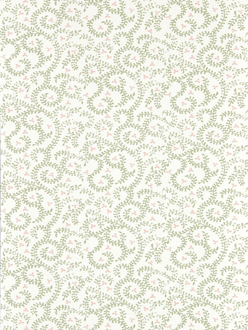 Clarke and Clarke Sage Buta wallpaper sample A4, UK version