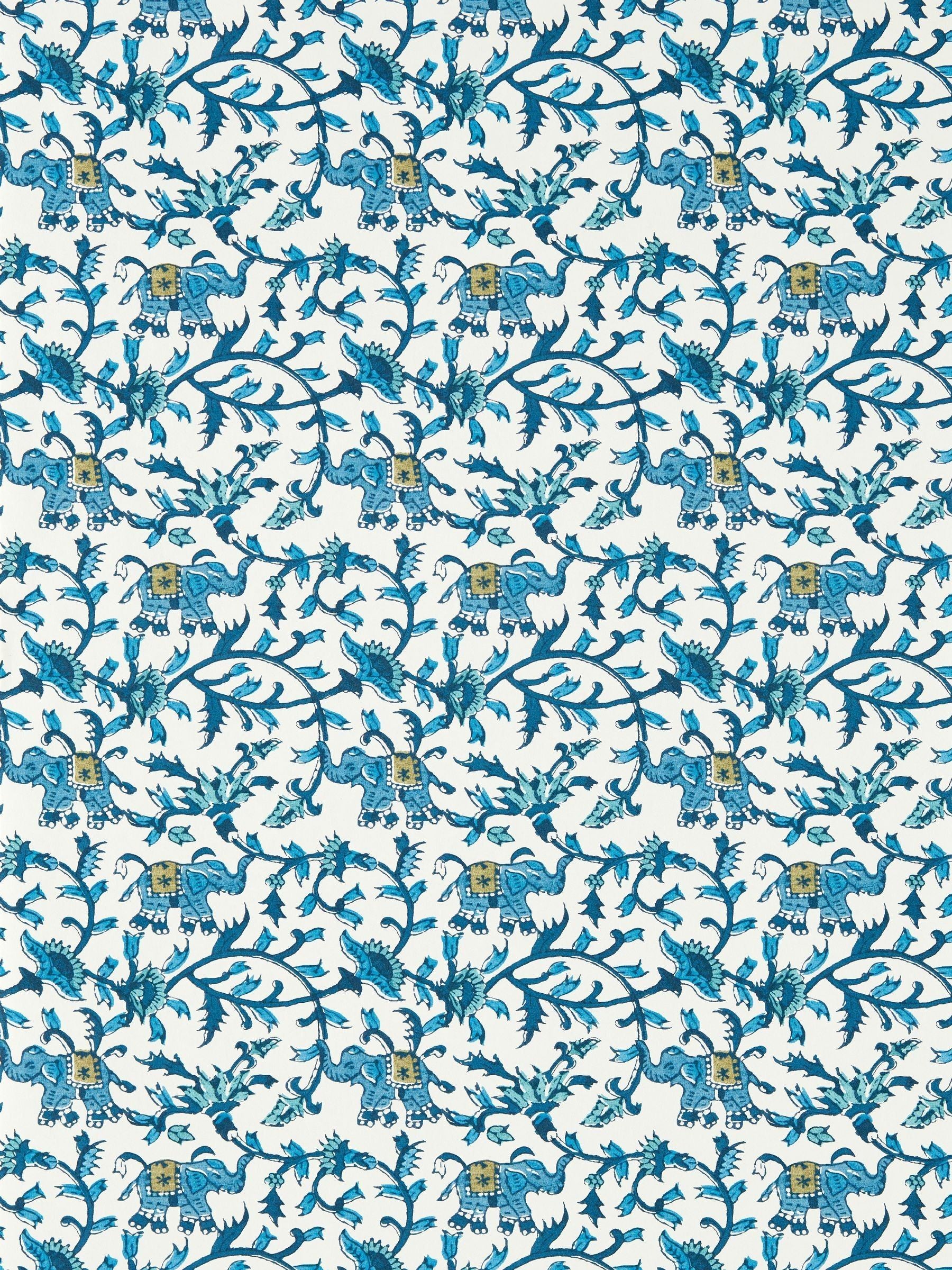 Clarke and Clarke Cobalt Hathi Indira wallpaper sample - British product