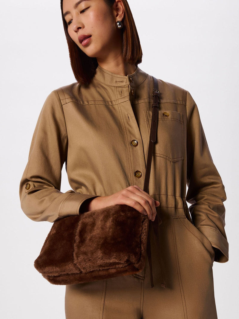 Whistles crossbody bag brown shearling, UK version