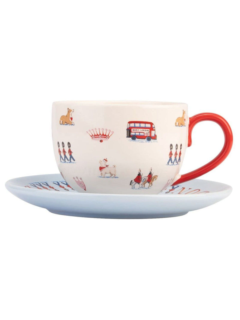 Cath Kidston blue London Town teacup and saucer set, UK version