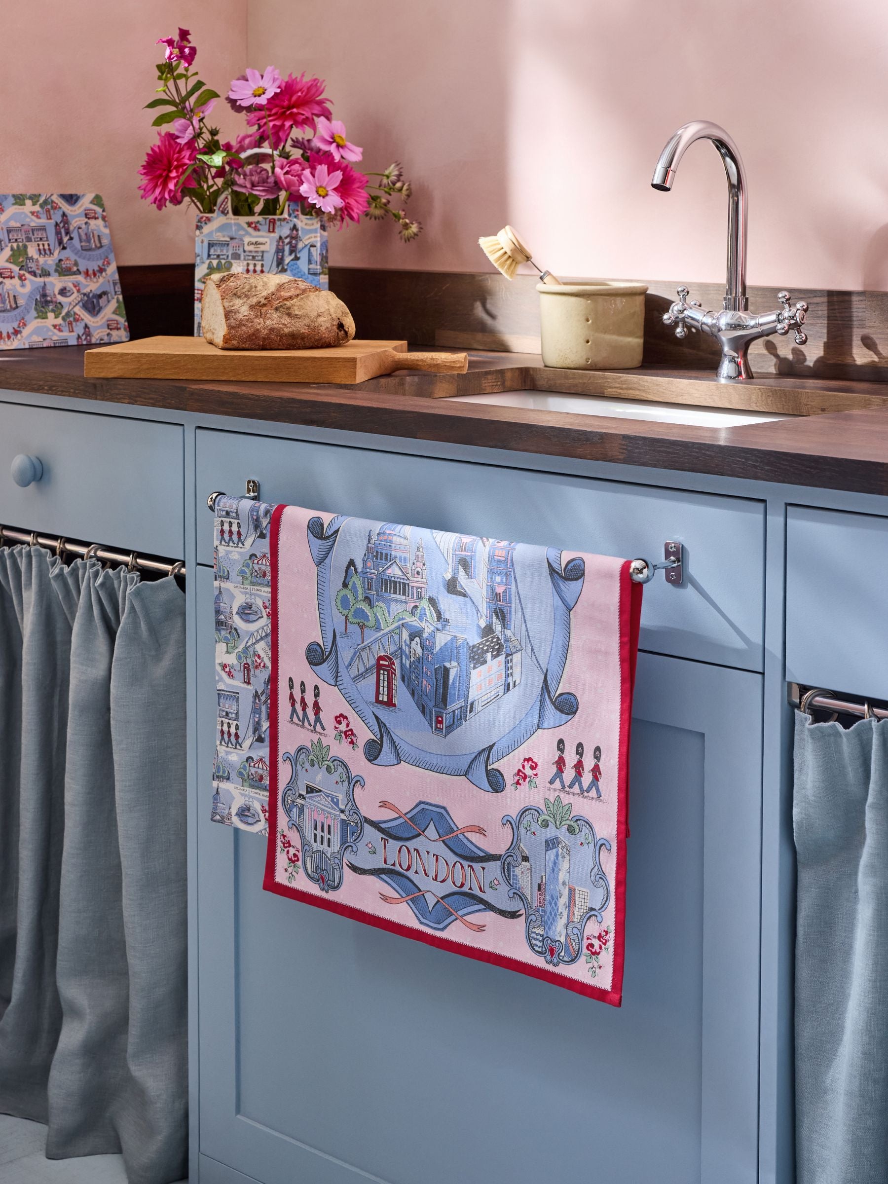Cath Kidston London Town blue tea towels set of 2 (British brand)