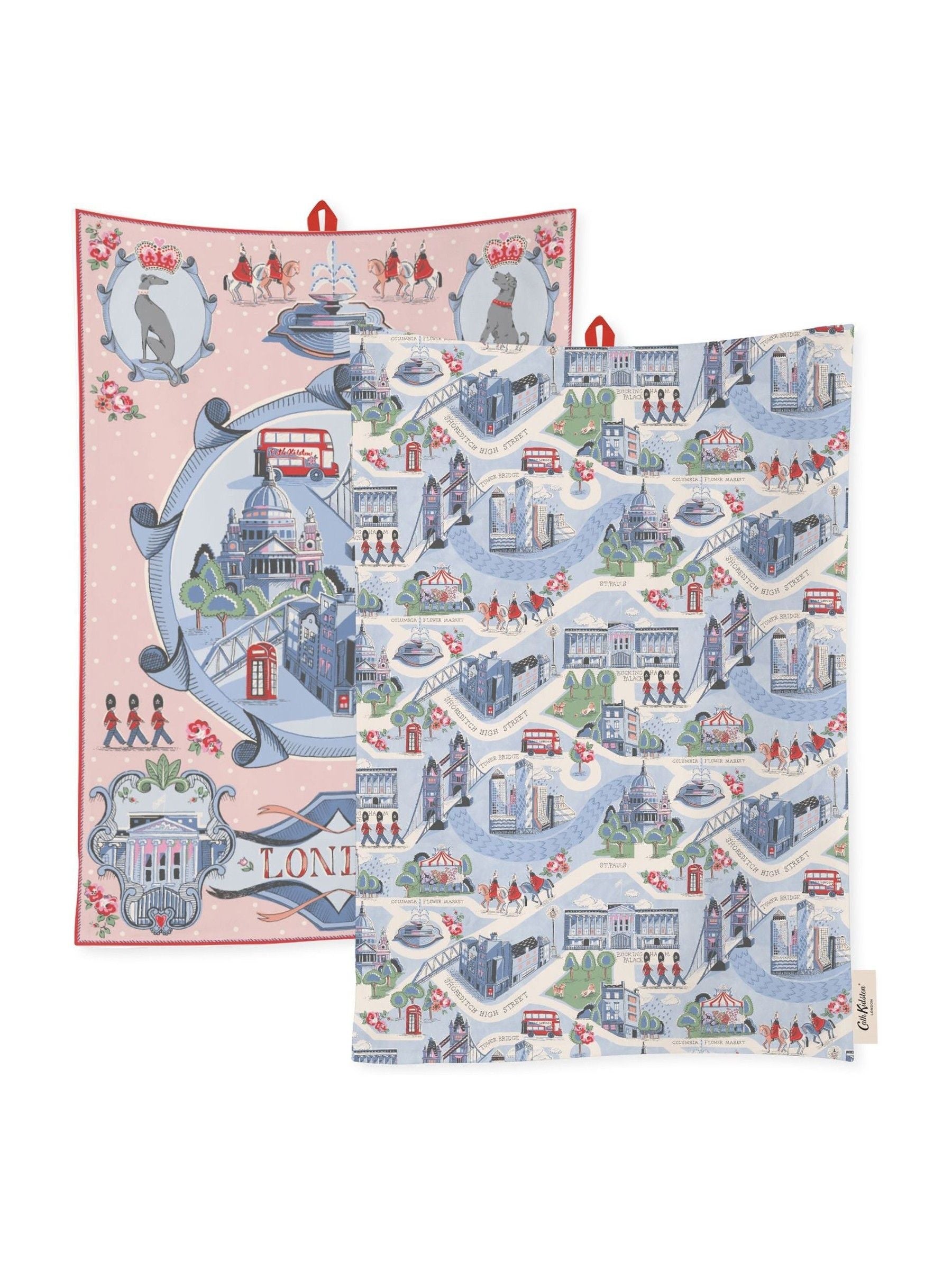 Cath Kidston London Town blue tea towels set of 2 (British brand)